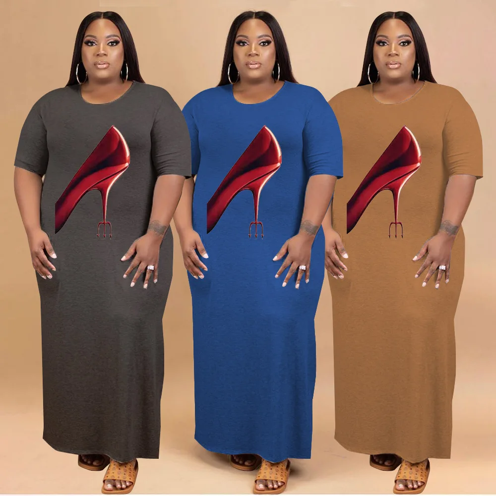 Summer clothing printed pull over slit t shirt dress for women round neck 4XL 5XL short sleeve plus size women's dresses, Solid
Summer clothing printed pull over slit t shirt dress for women round neck 4XL 5XL short sleeve plus size women's dresses, Solid