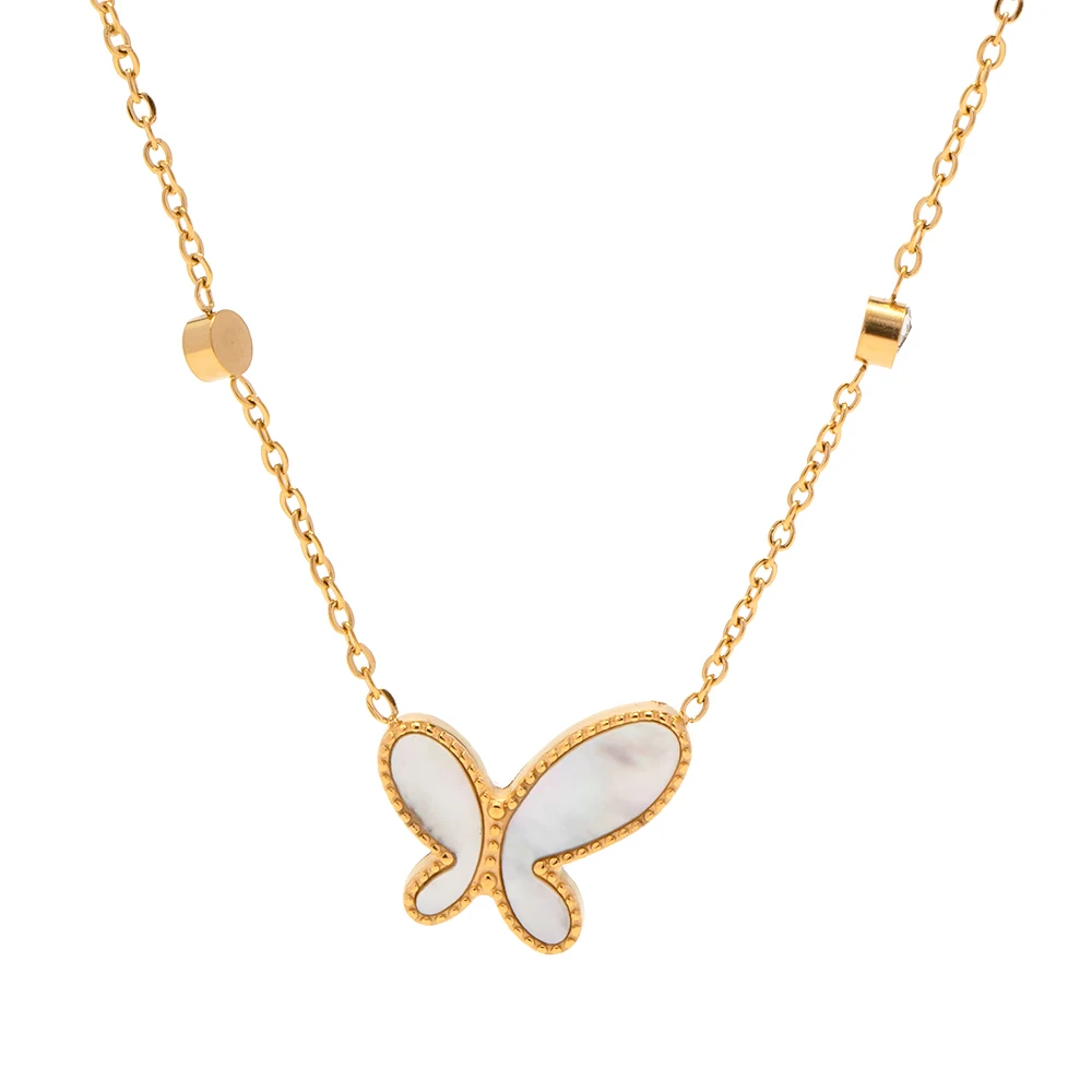 Waterproof Butterfly Pendant Necklace 18K Gold Plated Shell Zircon Material Jewelry For Gift
Waterproof Butterfly Pendant Necklace 18K Gold Plated Shell Zircon Material Jewelry For Gift