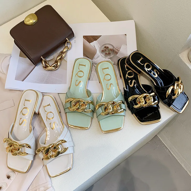 2022 high quality summer women's flat slides chain sandals square toe outdoor ladies heels slippers venta pantuflas mayoreo
2022 high quality summer women's flat slides chain sandals square toe outdoor ladies heels slippers venta pantuflas mayoreo