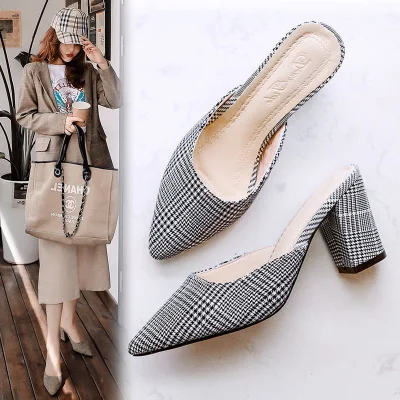 HLS329 Korean Thick Heel Pointed Half Slippers Mules Heels Vintage Style Shoes for Women, Yellow, black
HLS329 Korean Thick Heel Pointed Half Slippers Mules Heels Vintage Style Shoes for Women, Yellow, black