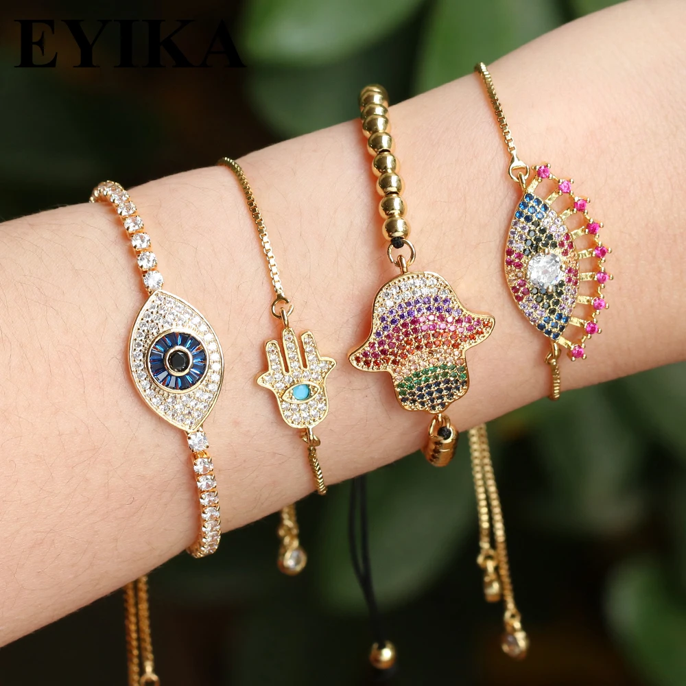 Fatima-Hand Bracelet For Women Small Hamsa Rainbow Tennis Bracelet Yellow Gold Rainbow EYIKAJewelry pulseras mujer moda, Picture shows
Fatima-Hand Bracelet For Women Small Hamsa Rainbow Tennis Bracelet Yellow Gold Rainbow EYIKAJewelry pulseras mujer moda, Picture shows