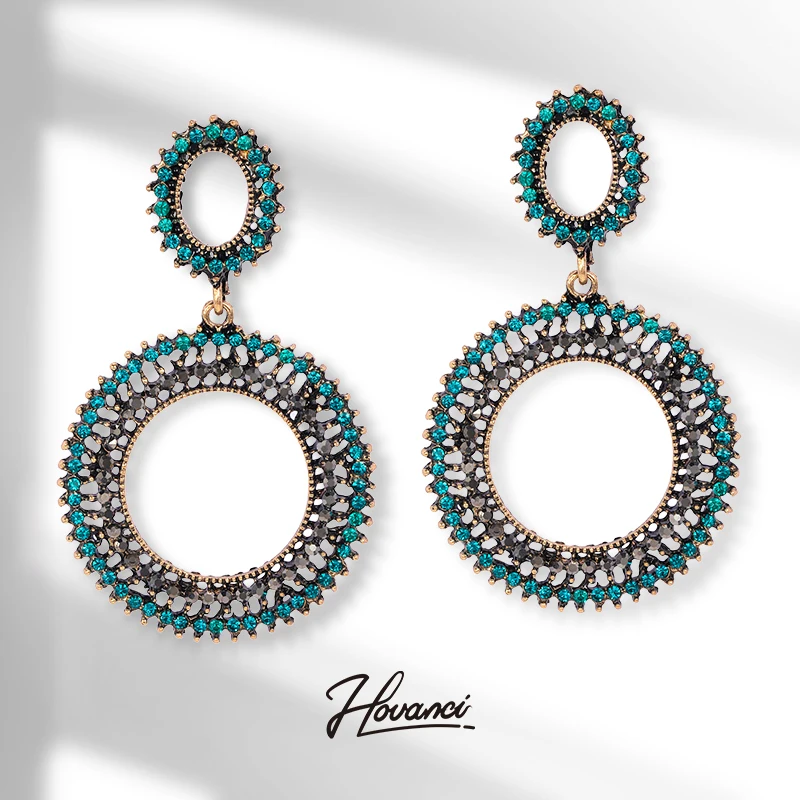 HOVANCI beautiful earring designs for women 9 sparkling green crystal rhinestone oval drop earring 
HOVANCI beautiful earring designs for women 9 sparkling green crystal rhinestone oval drop earring