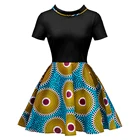 2020 summer african print dress women short sleeve dress knee-length ladies dress