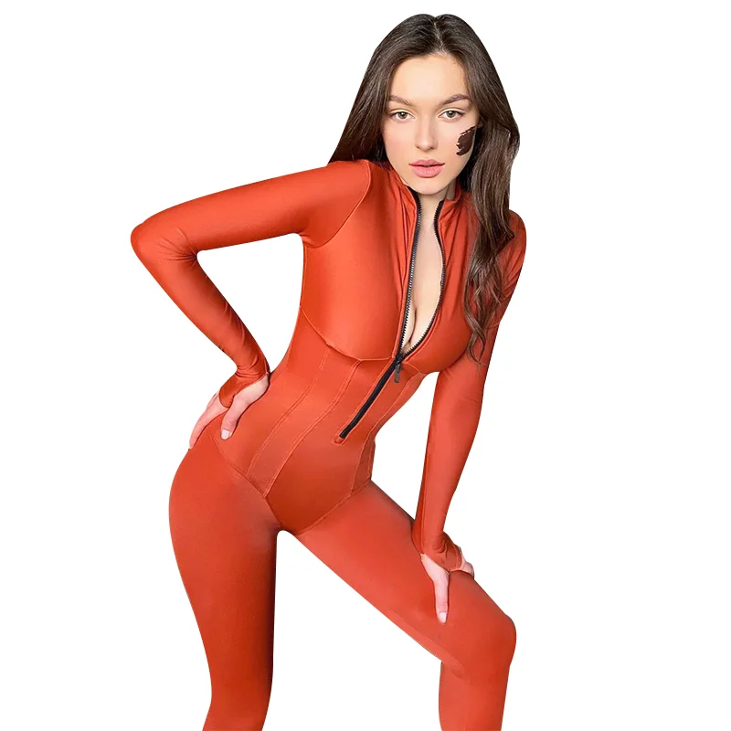 Women bodysuits long sleeve zipper ladies spring women's clothing bodysuit and pants set bodysuit jumpsuit, Oem 
Women bodysuits long sleeve zipper ladies spring women's clothing bodysuit and pants set bodysuit jumpsuit, Oem