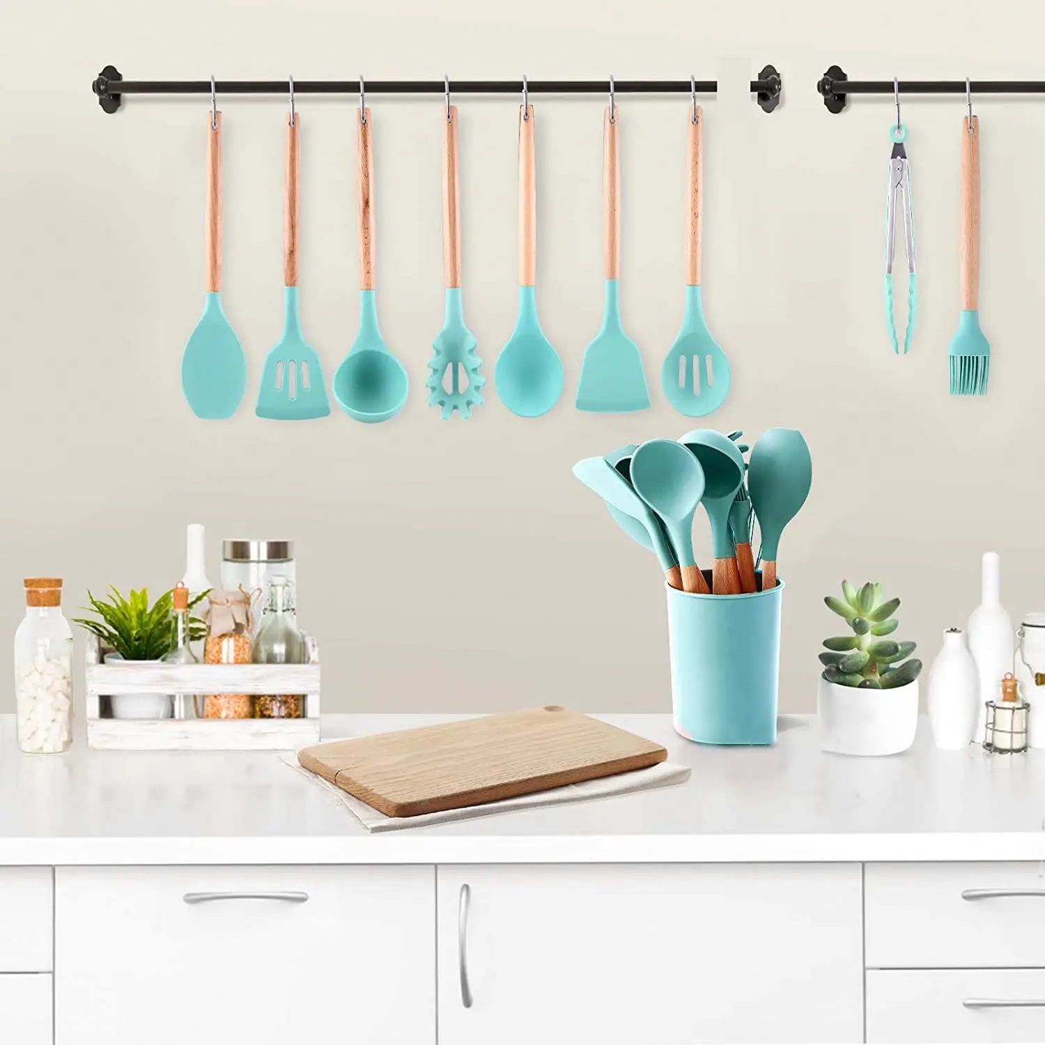 Silicone Kitchen Tools Kichen Tool Set For Good Cooking, Sky blue pink gray or custom
Silicone Kitchen Tools Kichen Tool Set For Good Cooking, Sky blue pink gray or custom