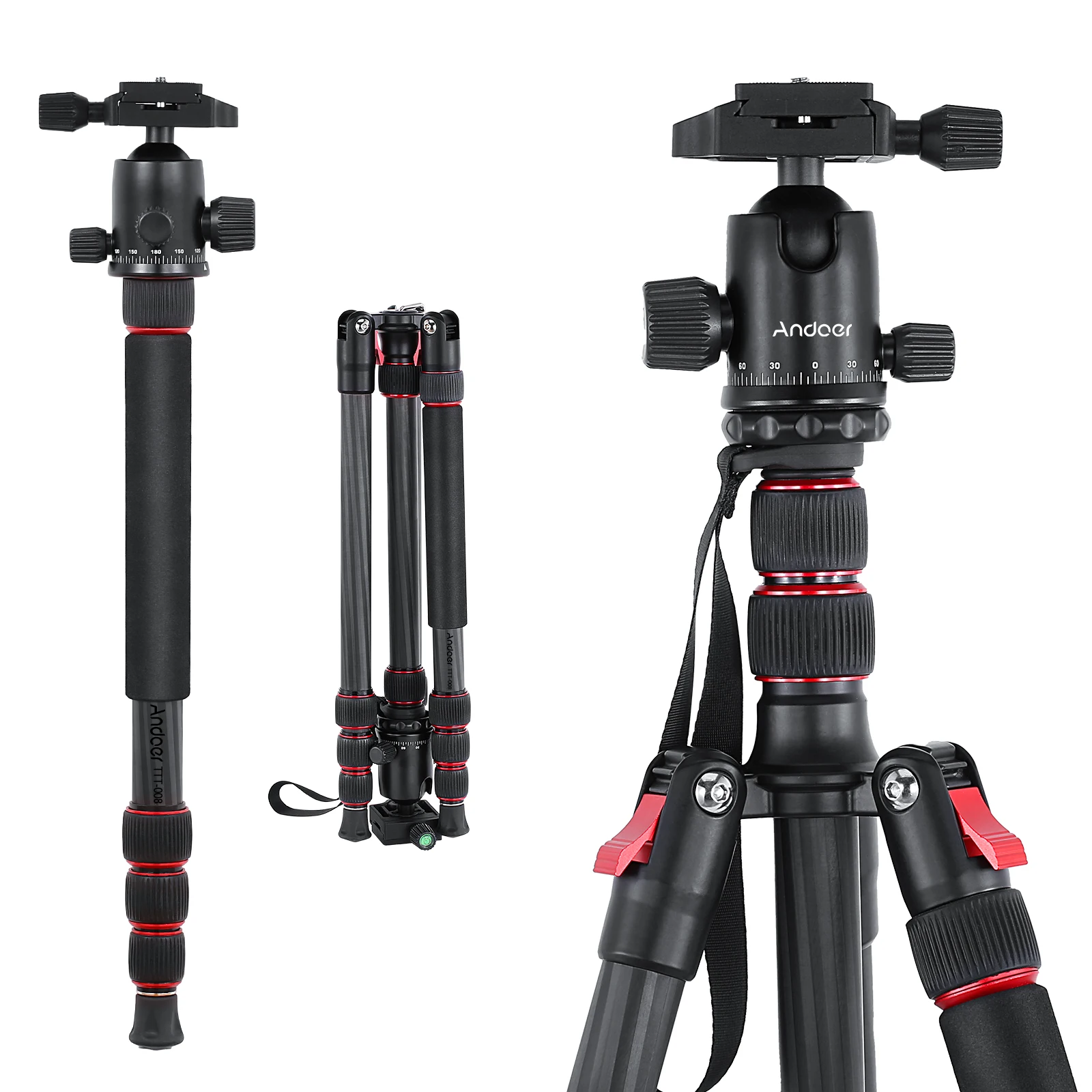 Andoer TTT-008 200cm/78.7in Adjustable Carbon Fiber Camera Tripod Stand with Carry Bag for DSLR
Andoer TTT-008 200cm/78.7in Adjustable Carbon Fiber Camera Tripod Stand with Carry Bag for DSLR