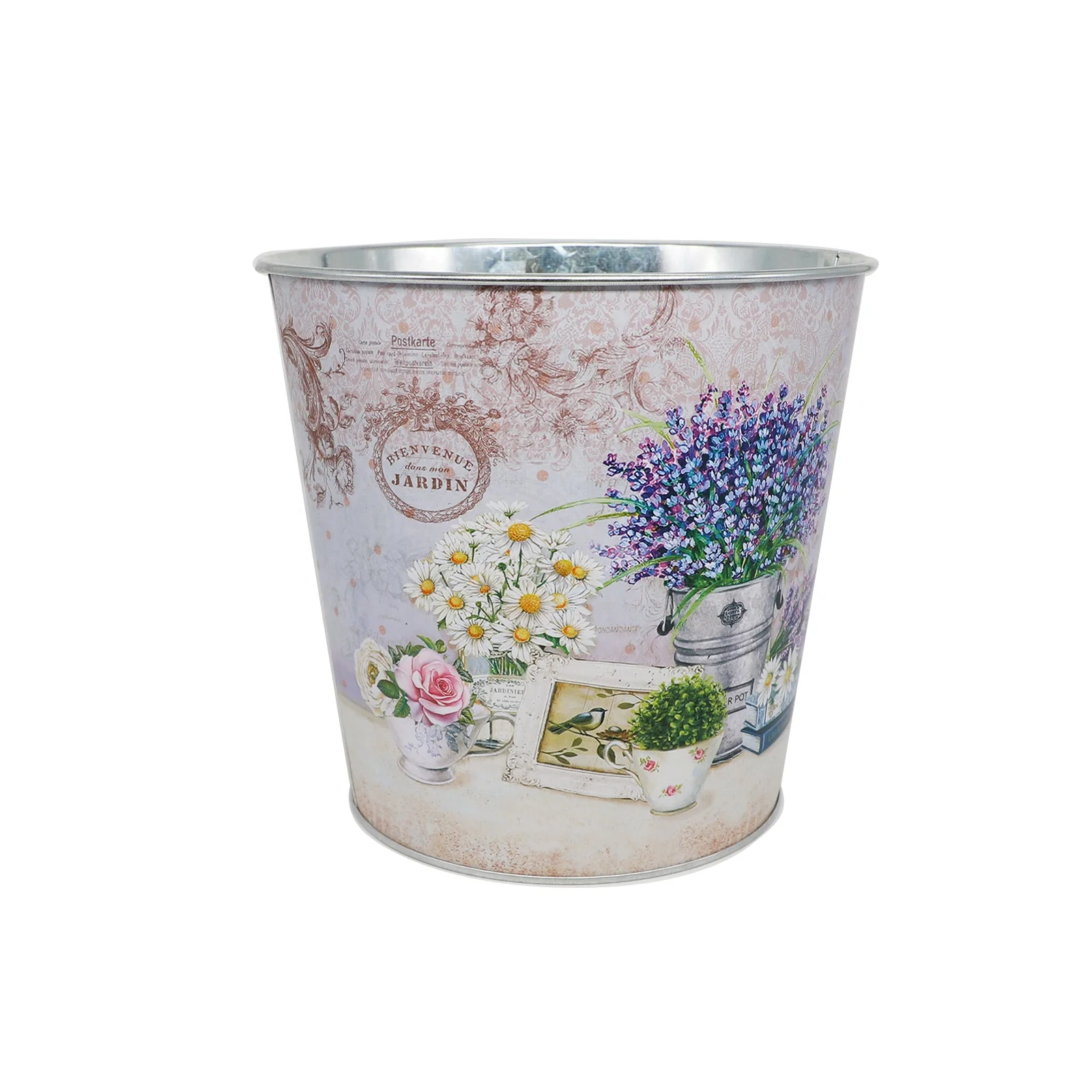 Boutique Vintage French Floral Country Style Table Flower Planter Pot Lavender Drawing Purple Milky Color Silvery Pot Container
Boutique Vintage French Floral Country Style Table Flower Planter Pot Lavender Drawing Purple Milky Color Silvery Pot Container