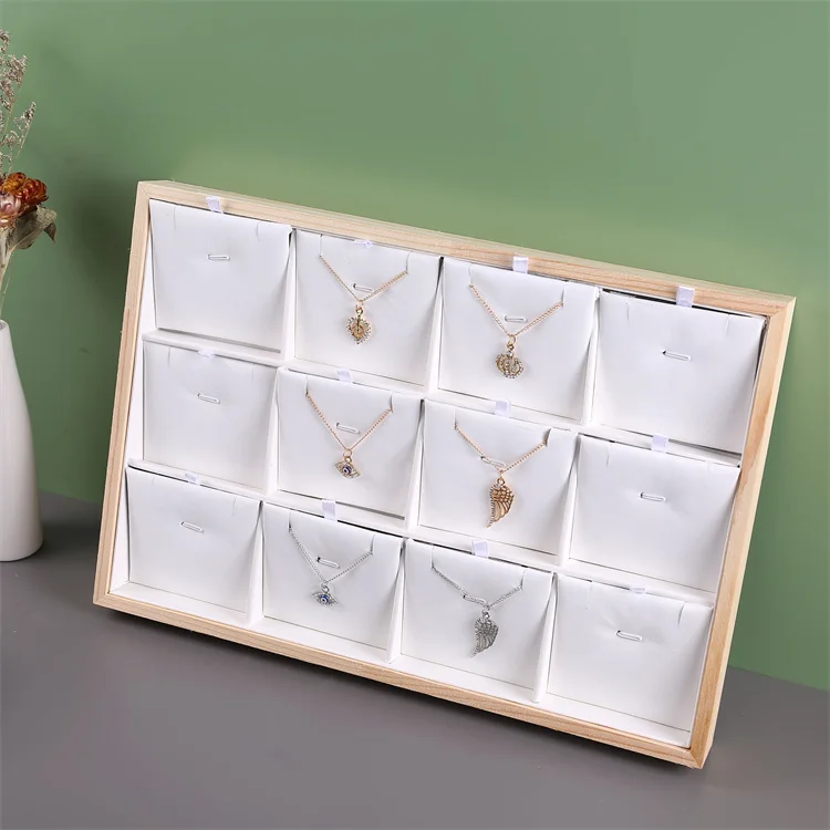 12 Grid Necklace Storage Tray With Small Card Holder Bamboo And Wood Jewelry Display Tray Necklace Display Stand Without Cover, Pink white
12 Grid Necklace Storage Tray With Small Card Holder Bamboo And Wood Jewelry Display Tray Necklace Display Stand Without Cover, Pink white