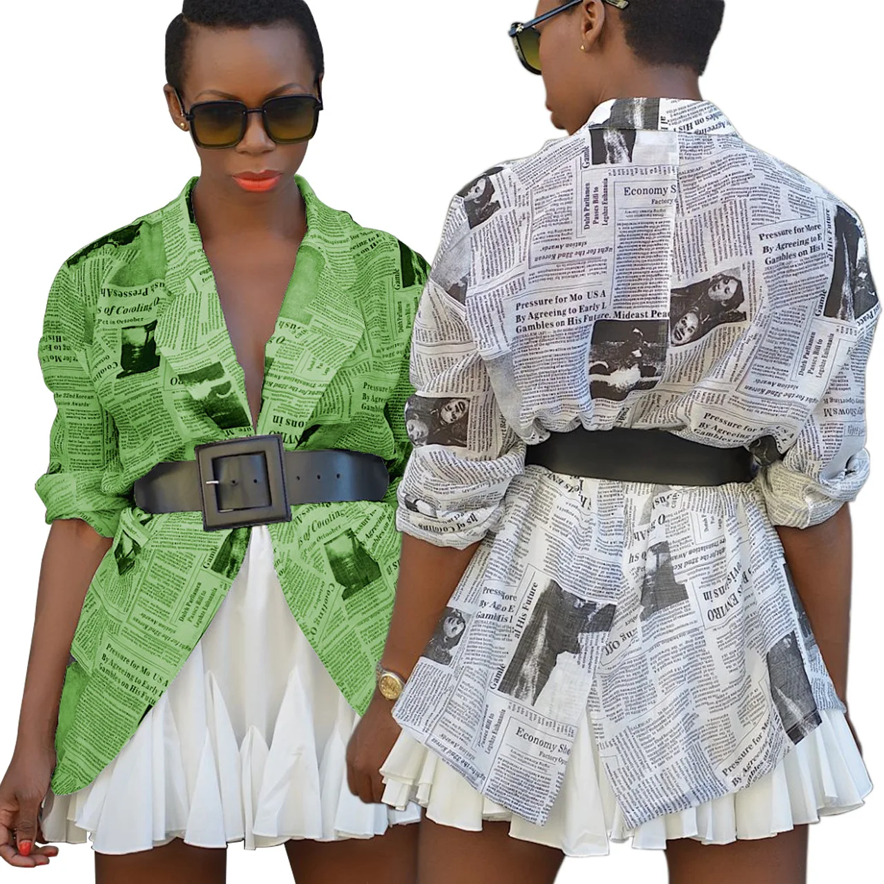 Wholesale Amazon All Match Fashion Sexy Newspaper Printed Loose Tops Long Sleeve Solid Color Shirt Casual Ladies' Blouses, Shown
Wholesale Amazon All Match Fashion Sexy Newspaper Printed Loose Tops Long Sleeve Solid Color Shirt Casual Ladies' Blouses, Shown