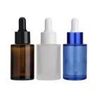 1oz 30ml flat shoulder colored glass essential oil dropper bottle