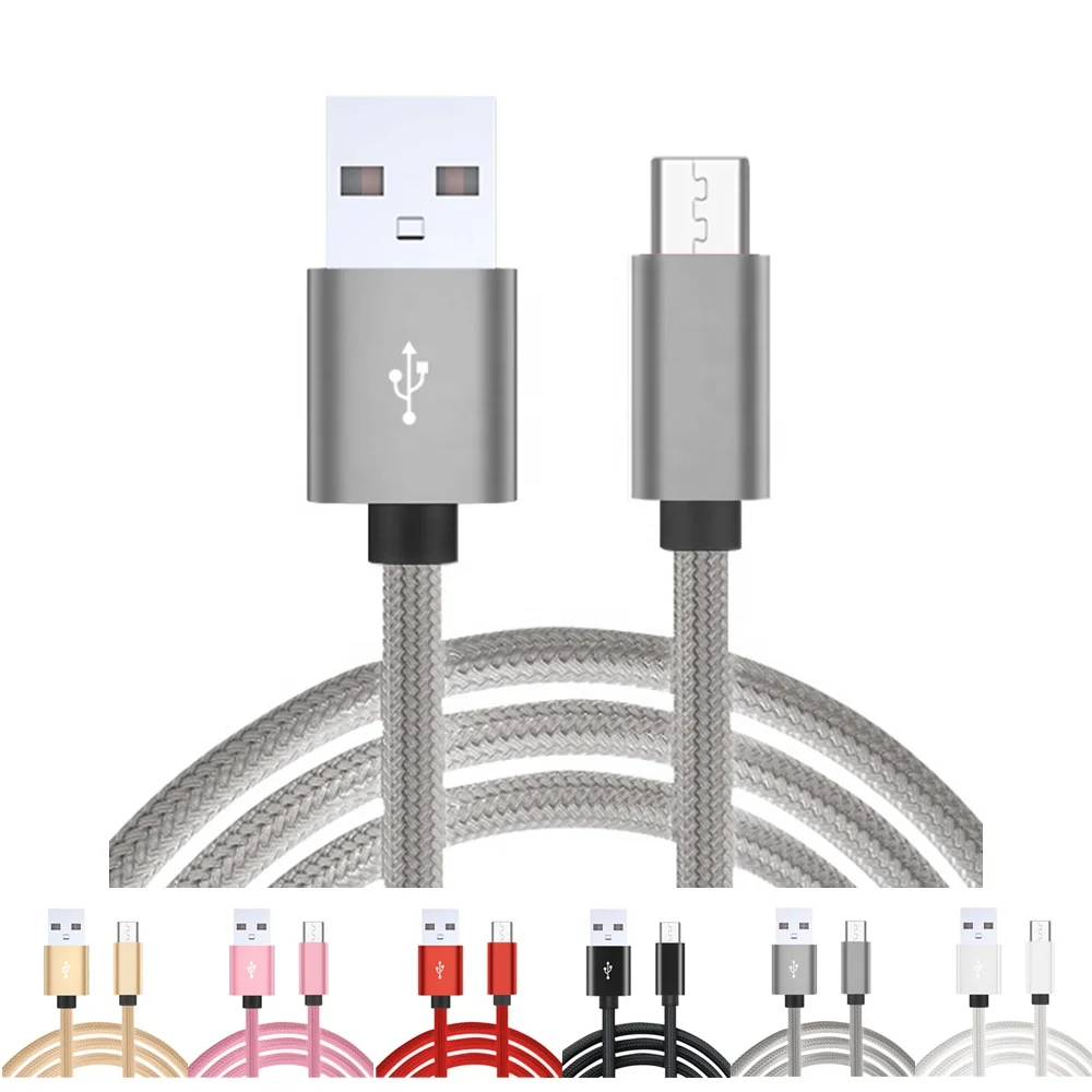 

WIK-YT Wholesale 1M 2.1A Nylon Braided Charging Colored Phone Charger Cord Micro One Shave Cable, Black/gold/gray/red/rose-gold/silver