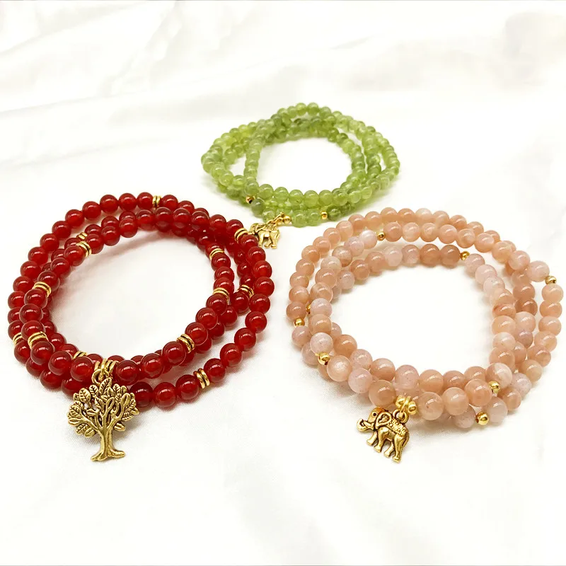 108 Beads Mala Jewelry Set Natural Sunstone Peridot Carnelian 5mm -6 mm Round Stone Bracelet Woman Bangle
108 Beads Mala Jewelry Set Natural Sunstone Peridot Carnelian 5mm -6 mm Round Stone Bracelet Woman Bangle