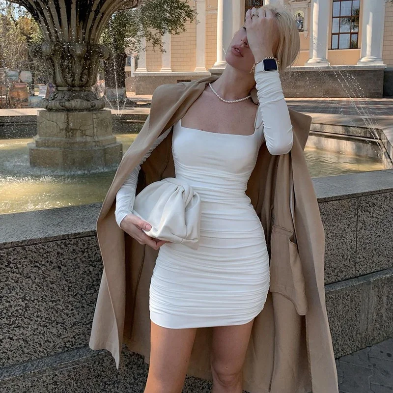 2020 New Arrival Autumn Winter Square Neck Pleated Tight Sexy Long-Sleeved Dress Formal Party Dress For Women
2020 New Arrival Autumn Winter Square Neck Pleated Tight Sexy Long-Sleeved Dress Formal Party Dress For Women