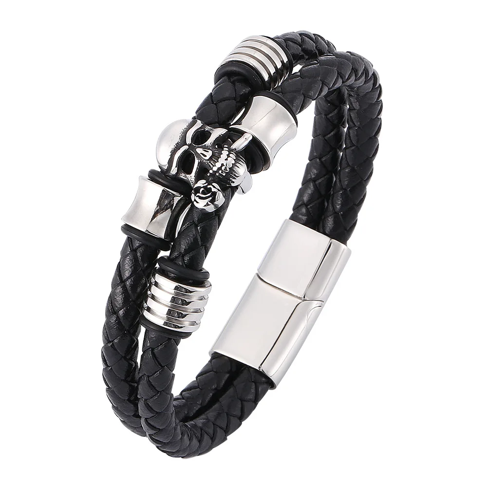 Classical Totem Leather Men Bracelets Magnetic Stainless Steel Charm Bracelet, Black
Classical Totem Leather Men Bracelets Magnetic Stainless Steel Charm Bracelet, Black