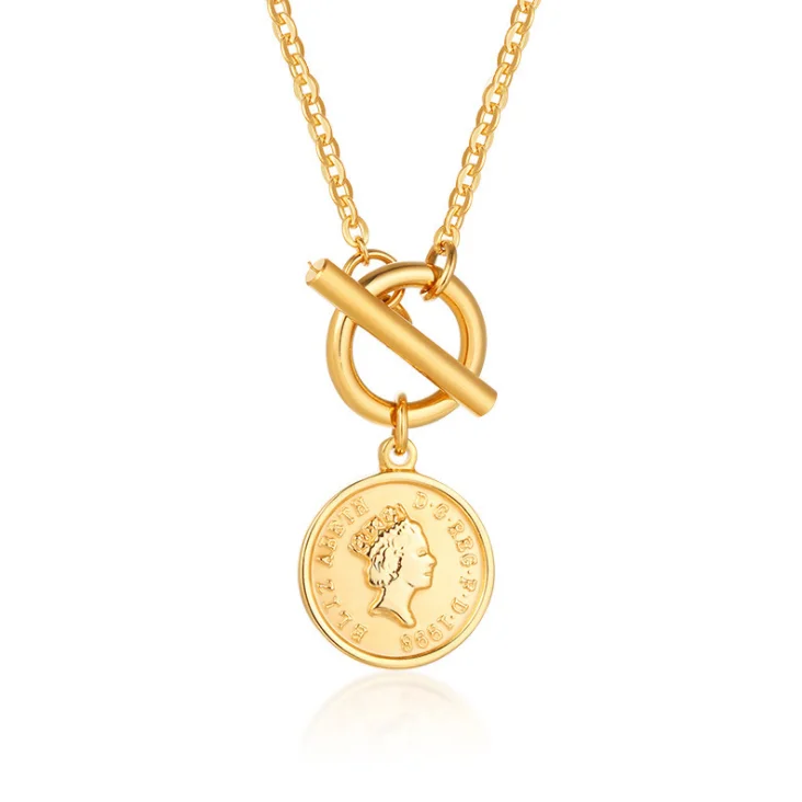 2021 New Arrivals INS Style Stainless Steel Elizabethan Round Brand OT Buckle Necklace For Women, Gold 
2021 New Arrivals INS Style Stainless Steel Elizabethan Round Brand OT Buckle Necklace For Women, Gold