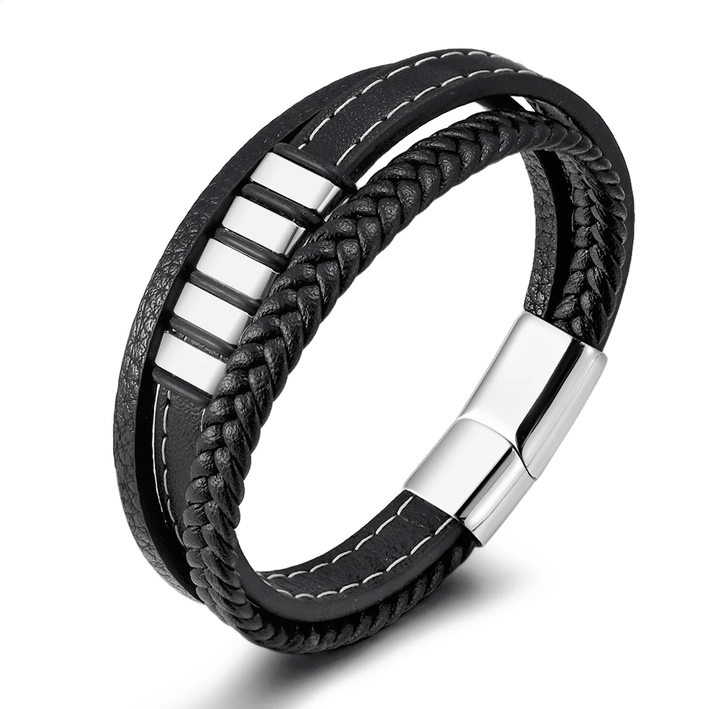New Fashion Original Handmade Multilayer Men's Genuine Leather Braided Bracelet Stainless Steel Men's Bracelet
New Fashion Original Handmade Multilayer Men's Genuine Leather Braided Bracelet Stainless Steel Men's Bracelet