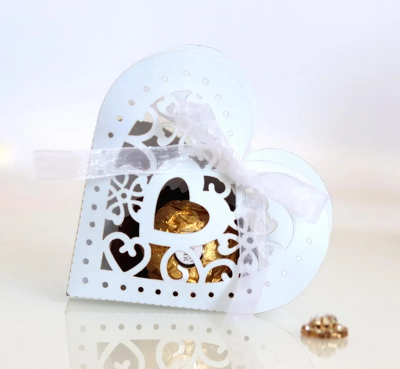 heart laser cut sweet box packaging wedding candy favors
