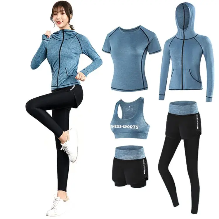 5PCS Quick Dry Workout Gym Fitness Clothing Long Sleeve Crop Top High Waist Trousers Plus Size Sports Yoga Gym Set For Women, Green,blue,rose red,light green,purple,blue,blue-grey
5PCS Quick Dry Workout Gym Fitness Clothing Long Sleeve Crop Top High Waist Trousers Plus Size Sports Yoga Gym Set For Women, Green,blue,rose red,light green,purple,blue,blue-grey