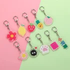 Round Square Diy Pink Color Custom Acrylic Phone Charm Keychain