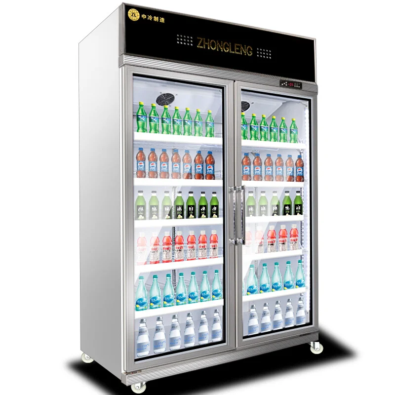 Supermarket Display Refrigerator Two Glass Door Beer Fridge