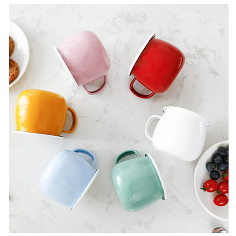 Belly Shape Custom Color Enamelware Enamel Coffee Tea Cute Mug With Handle, Customers' requirement
Belly Shape Custom Color Enamelware Enamel Coffee Tea Cute Mug With Handle, Customers' requirement
