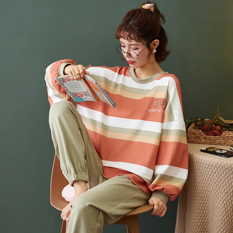 Pure cotton pajamas women's autumn and winter long-sleeved two-piece set loose version cute plus size home clothing
Pure cotton pajamas women's autumn and winter long-sleeved two-piece set loose version cute plus size home clothing