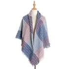 Wholesale winter shawl fashion custom polyester square tie dye plaid scarf for woman