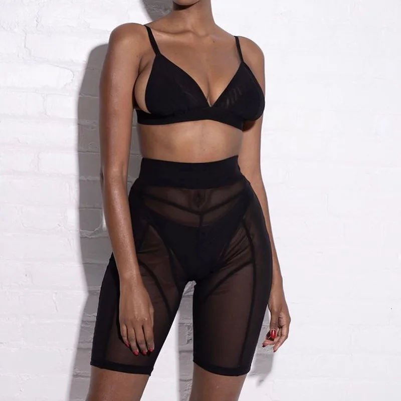 new design two piece set women trendy casual fitness tracksuit mesh female biker shorts set, Black,
new design two piece set women trendy casual fitness tracksuit mesh female biker shorts set, Black,