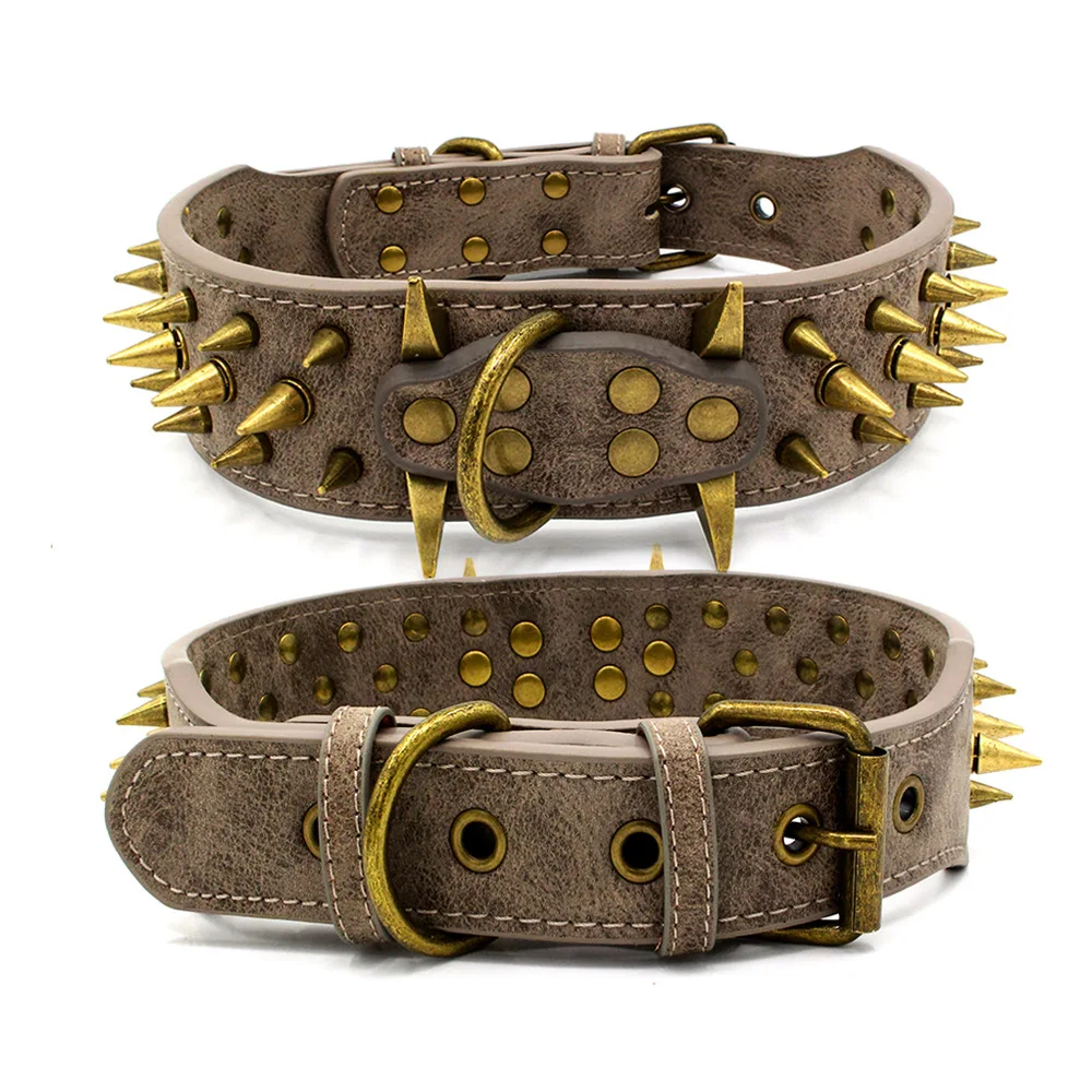 Wholesale Adjustable Custom Leather Spiked Dog Collar with Rivet Durable Pet Collar with Buckle
Wholesale Adjustable Custom Leather Spiked Dog Collar with Rivet Durable Pet Collar with Buckle