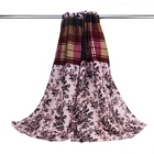Plaid print scarf custom polyester floral neckerchief patchwork crinkle twill spring scarves women hijab