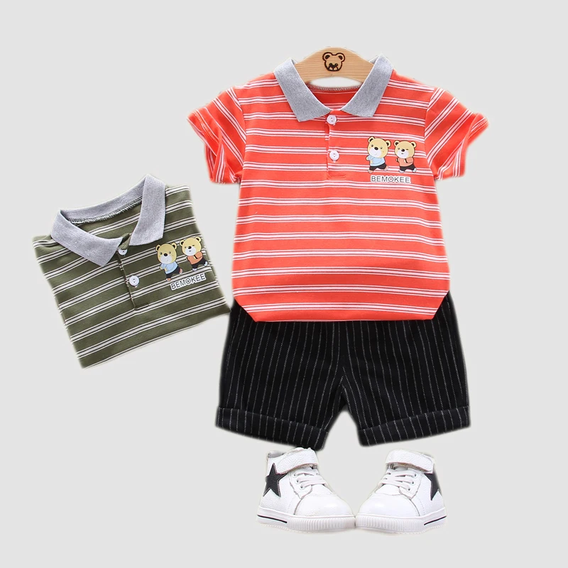 Children Baby Casual Striped Cartoon T-shirt Sports Two-piece Suit Kids Boy Clothes Set Baby Wear Children's Boutique Clothes, 2 color 
Children Baby Casual Striped Cartoon T-shirt Sports Two-piece Suit Kids Boy Clothes Set Baby Wear Children's Boutique Clothes, 2 color