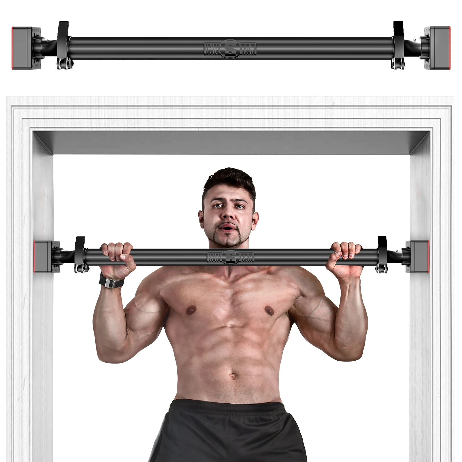 INNSTAR Hot Sale Adjustable Door Frame Pull up Bar Home Gym Exercise Workout Equipment horizontal bar on the door, Black
INNSTAR Hot Sale Adjustable Door Frame Pull up Bar Home Gym Exercise Workout Equipment horizontal bar on the door, Black