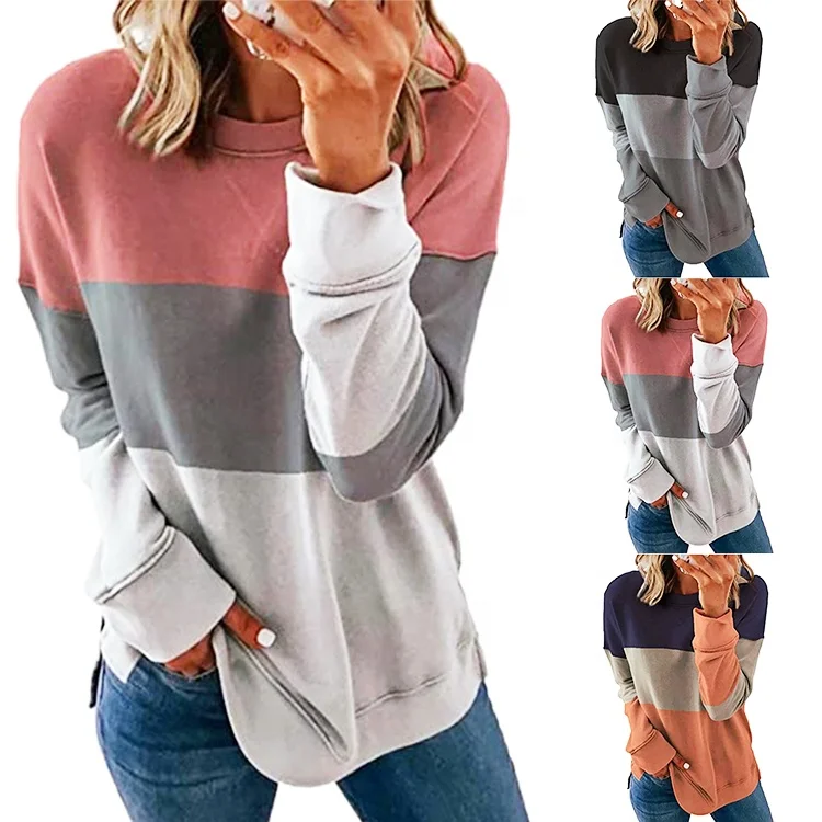 2021 Spring Amazon Best-Selling Long-Sleeved Shirt Stitching Contrast Color Round Neck Long-Sleeved Casual Loose Blouse
2021 Spring Amazon Best-Selling Long-Sleeved Shirt Stitching Contrast Color Round Neck Long-Sleeved Casual Loose Blouse