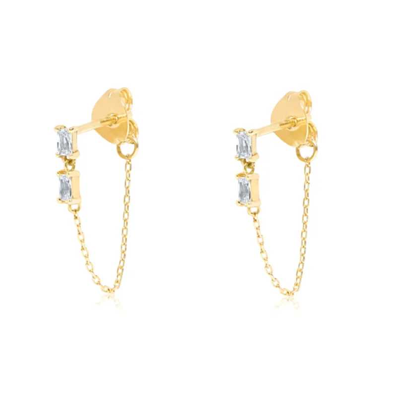 S925 sterling silver INS simple rectangular zirconia crystal connected to the chain combined fashion earrings
S925 sterling silver INS simple rectangular zirconia crystal connected to the chain combined fashion earrings