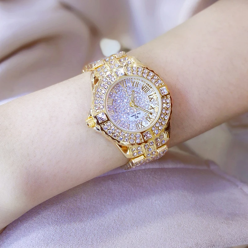 Creative Women Gold Bracelet Watches Clock Stainless Steel Band Diamond Crystal Dial Quartz Wrist Watch (SK657), As picture
Creative Women Gold Bracelet Watches Clock Stainless Steel Band Diamond Crystal Dial Quartz Wrist Watch (SK657), As picture