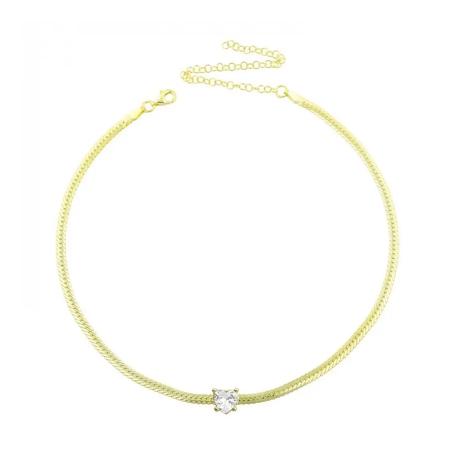 Luxury Heart CZ Gold Color Snake Chain Women Choker Chain Necklace 2021 New, Customized
Luxury Heart CZ Gold Color Snake Chain Women Choker Chain Necklace 2021 New, Customized
