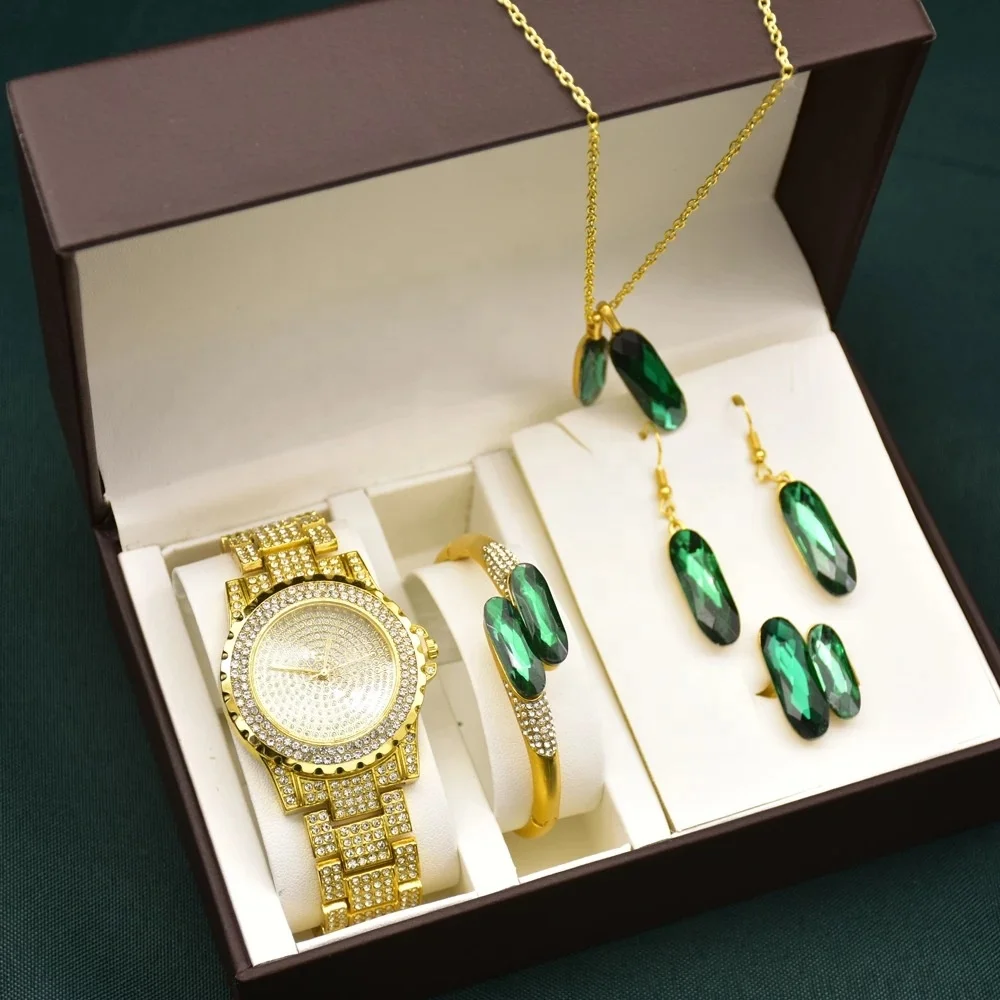 Luxury Jewelry Gift Set Ladies Watch Bracelet Ring Earrings Necklace Set Bling Iced Out Diamond Women Watch Set
Luxury Jewelry Gift Set Ladies Watch Bracelet Ring Earrings Necklace Set Bling Iced Out Diamond Women Watch Set