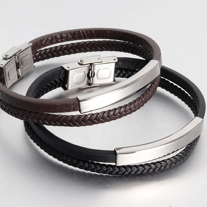 Wholesale Luxury Black Leather Men's Magnetic Clasp Simple Popper Stainless Steel Charm Jewelry Bangle Real Leather Bracelets
Wholesale Luxury Black Leather Men's Magnetic Clasp Simple Popper Stainless Steel Charm Jewelry Bangle Real Leather Bracelets