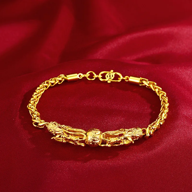 Dropshipping Gold Bracelet for Women Wedding Jewelry Non-fading Bead Chain Bracelet Dragon Ornament Gift Delicate Double Chinese
Dropshipping Gold Bracelet for Women Wedding Jewelry Non-fading Bead Chain Bracelet Dragon Ornament Gift Delicate Double Chinese