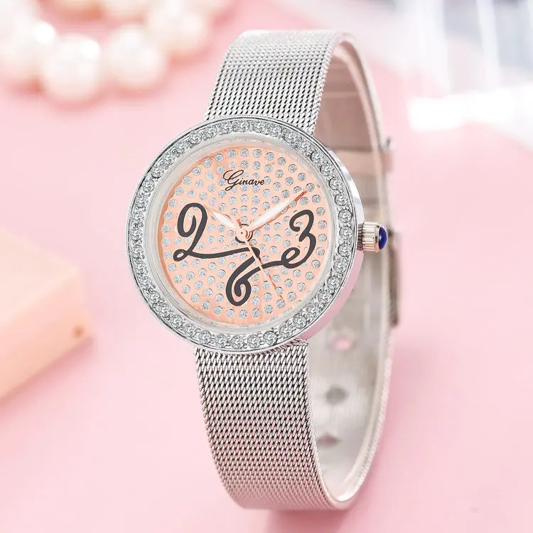 Fashion New Women's Watch Gypsophila Rhinestone Dial Luxury Watch Stainless Steel Mesh Strap Strap Women's Quartz Watch
Fashion New Women's Watch Gypsophila Rhinestone Dial Luxury Watch Stainless Steel Mesh Strap Strap Women's Quartz Watch