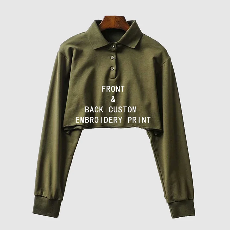 Sport Casual Ladies Knitted Long Sleeve Turn-down Collar Crop Custom Tee Shirts
Sport Casual Ladies Knitted Long Sleeve Turn-down Collar Crop Custom Tee Shirts