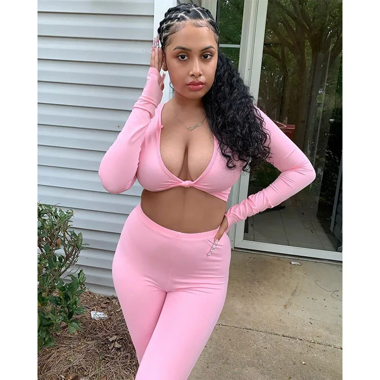 Deep V Neck Long Sleeve Crop Top With Tight Legging Two Piece Pants Set Yoga Fitness Sport Jogging Sets Ladies Tracksuits, Pink/gray/blue/black/brown
Deep V Neck Long Sleeve Crop Top With Tight Legging Two Piece Pants Set Yoga Fitness Sport Jogging Sets Ladies Tracksuits, Pink/gray/blue/black/brown