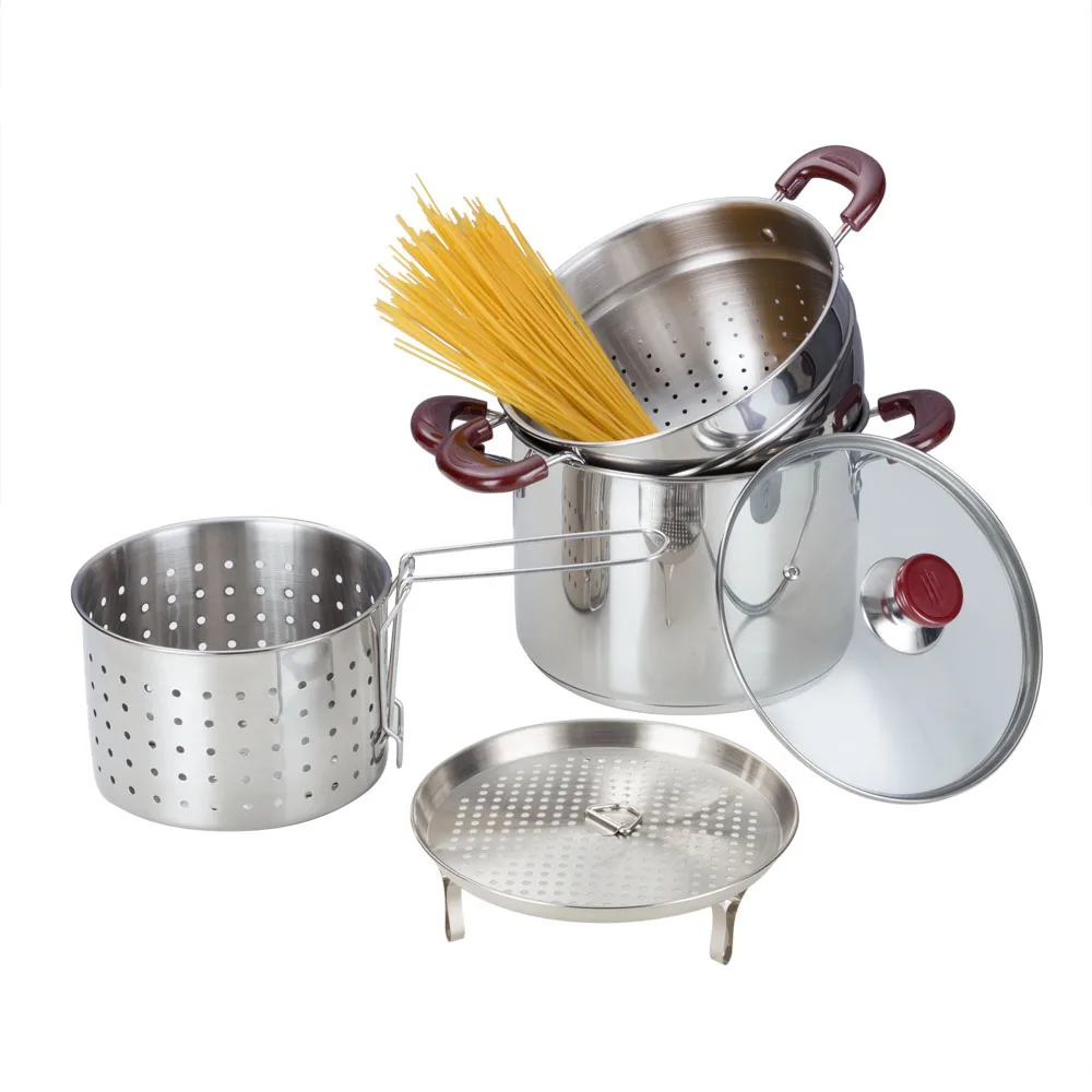 5pcs stainless steel pasta pot and multifunctional steamer Insert with glass lid, Sliver
5pcs stainless steel pasta pot and multifunctional steamer Insert with glass lid, Sliver