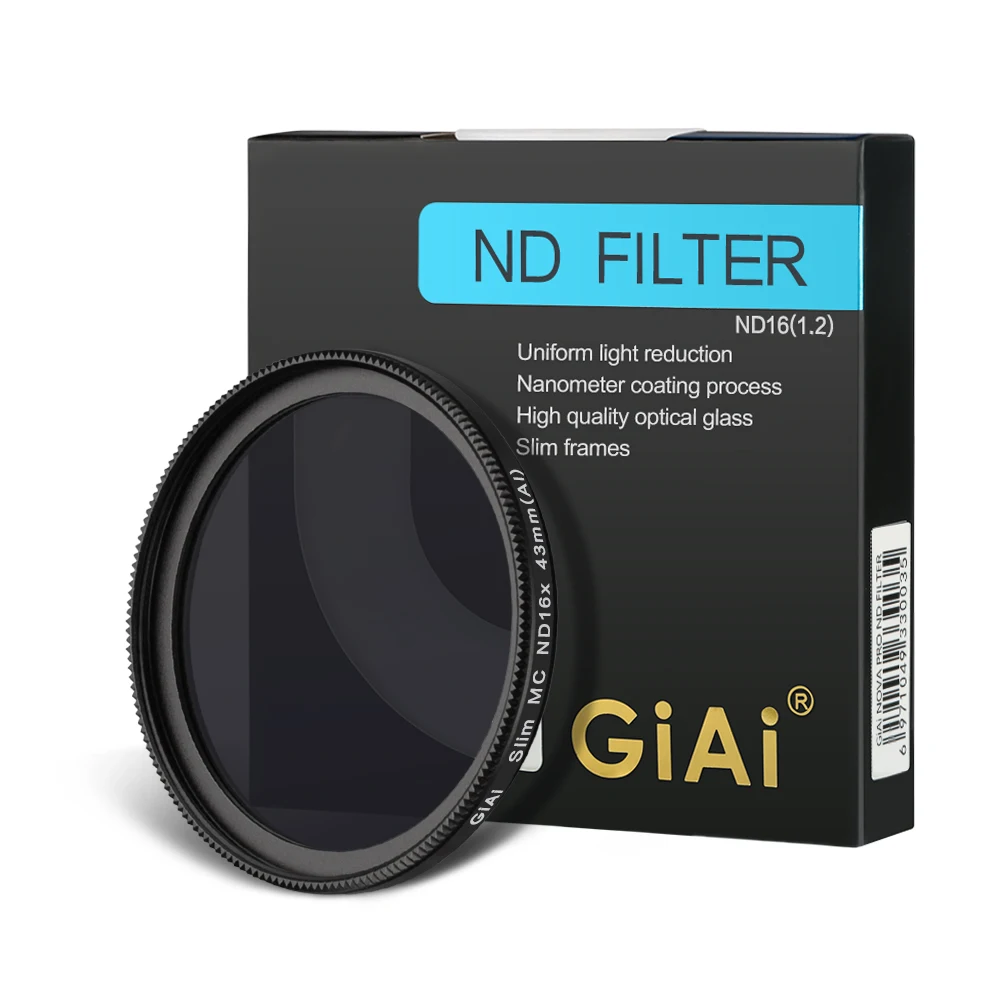 GiAi 43mm Camera ND filter ND16 filter Neutral density filter for SLR camera lens
GiAi 43mm Camera ND filter ND16 filter Neutral density filter for SLR camera lens