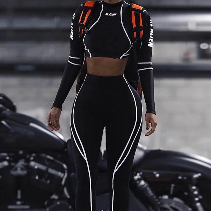 Nibber S1732748 Letter Print Striped Patchwork Elastic Fitness Sportswear Turtleneck Top & Leggings Sweatsuit Women 2 Piece Set, Black
Nibber S1732748 Letter Print Striped Patchwork Elastic Fitness Sportswear Turtleneck Top & Leggings Sweatsuit Women 2 Piece Set, Black