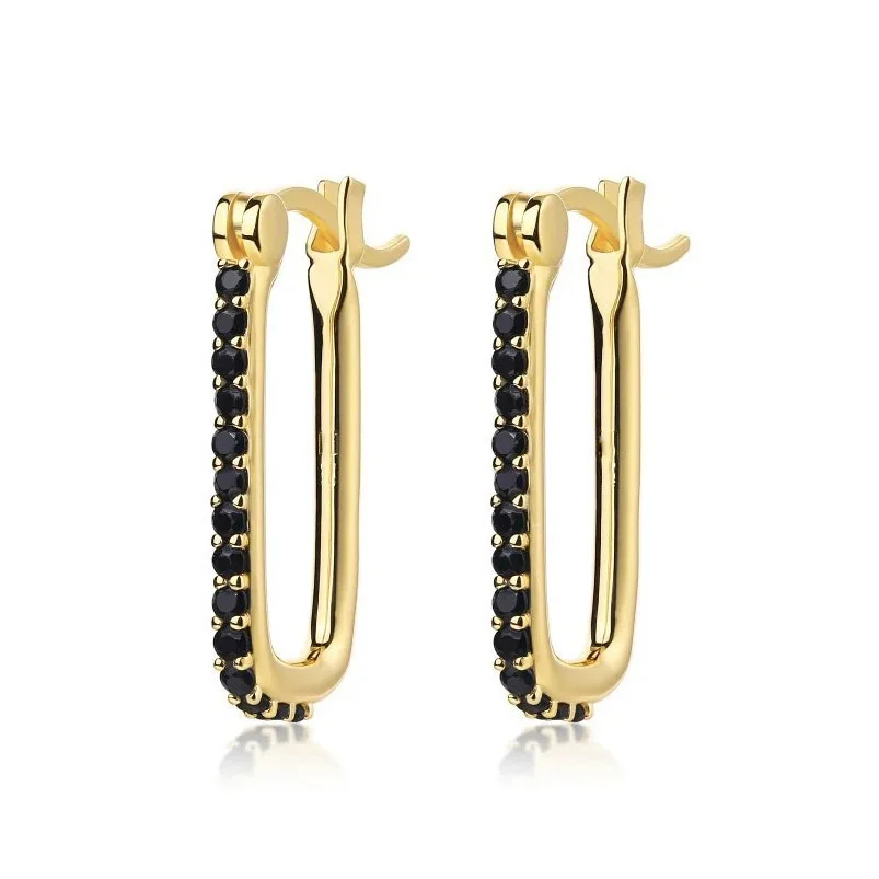 Hot selling 18k gold plated black cubic zirconia huggie earrings hoop 925 silver jewelry
Hot selling 18k gold plated black cubic zirconia huggie earrings hoop 925 silver jewelry