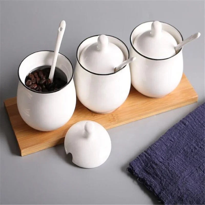 Pottery Round White Storage Bottles