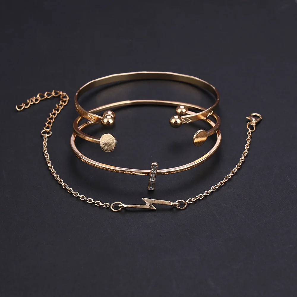 Wholesale Fashion 4 Piece Set Diamond Lightning Bracelet Bangle Bracelet Set For Women
Wholesale Fashion 4 Piece Set Diamond Lightning Bracelet Bangle Bracelet Set For Women