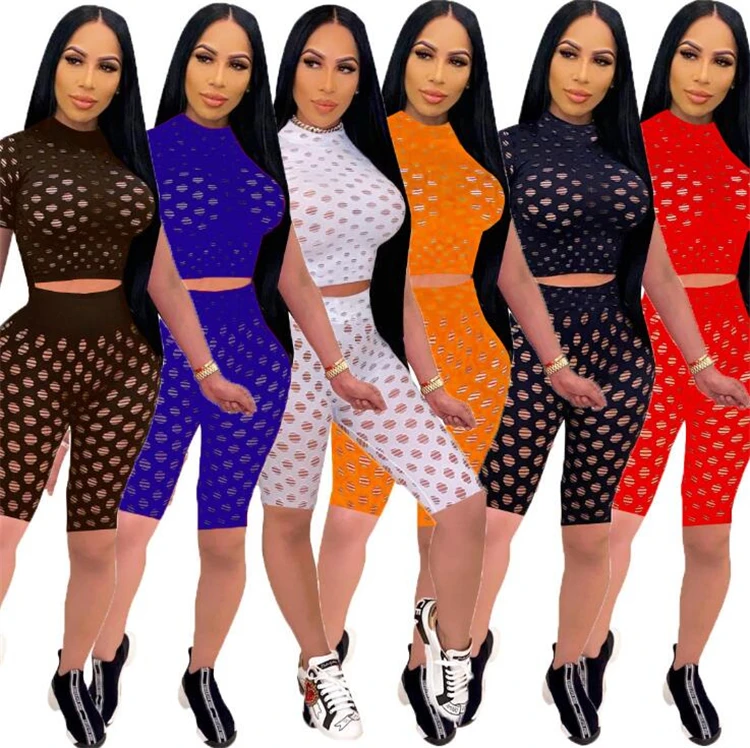 Hollow Out Short Sleeve Women 2 Piece Set Summer Set Women Two Piece Clothing Hole Designer Sexy Outfits 2021
Hollow Out Short Sleeve Women 2 Piece Set Summer Set Women Two Piece Clothing Hole Designer Sexy Outfits 2021