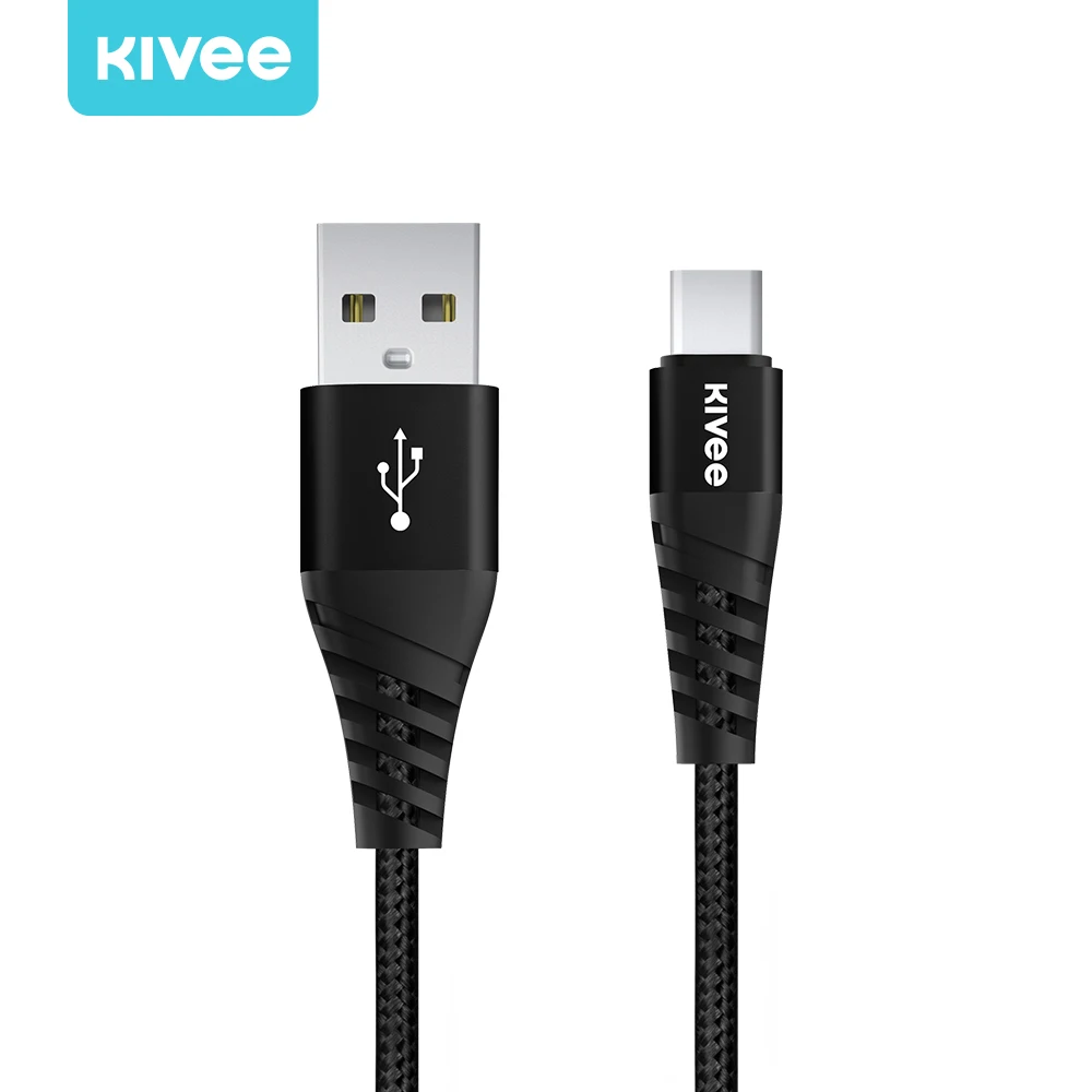 

KIVEE USB Type C Cable Quick Charge USB-C Fast Charging Mobile Phone nylon braid Data Cable